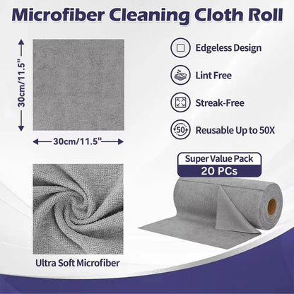 Purely™ Microfiber Cleaning Cloth Roll – (25 Sheets) Reusable & Super Absorbent
