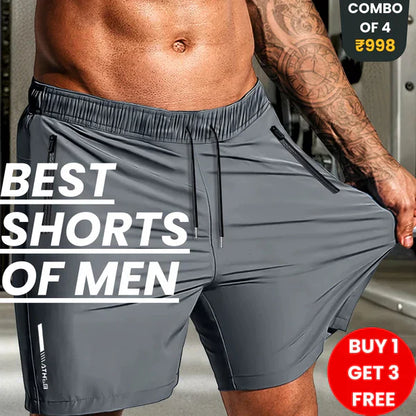 Pack of 4 Men's Stretchable Cotton Shorts for summers ☀️(₹299*/piece)